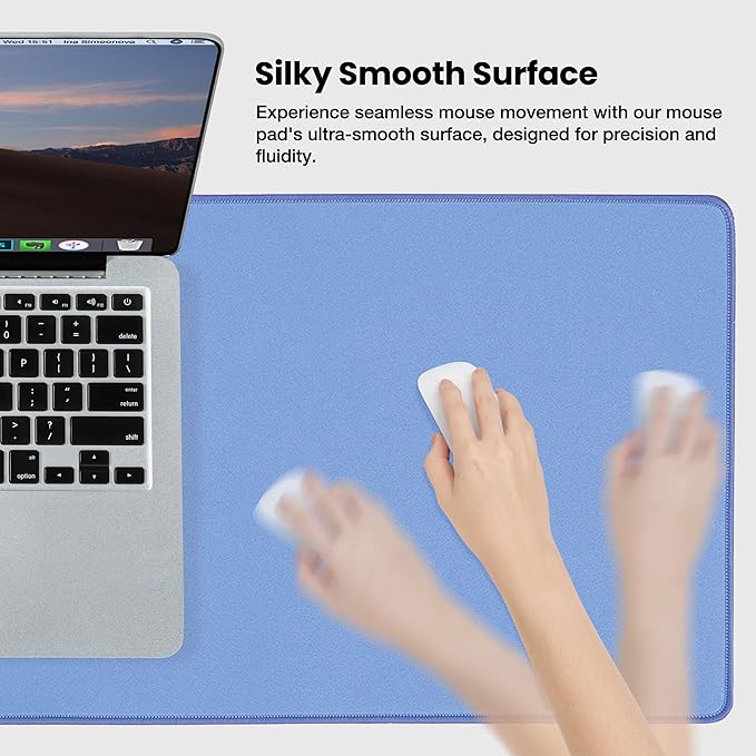 ALOANES Waterproof Mouse Pad XXXL Gaming Keyboard Pad with Anti-Slip Base Grain Jacquard Surface Extend Desk pad for Gamer Office &amp Home Blue Mousepad 35.4x 15.7x 0.12