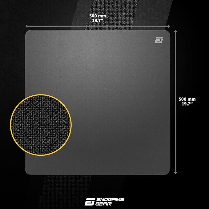 ENDGAME GEAR EM-C Plus Series XL Mouse Pad FPS Gaming Surface Stitched Edges Woven Cloth Surface Japanese Poron Base 500mm x 500mm x 3mm Black