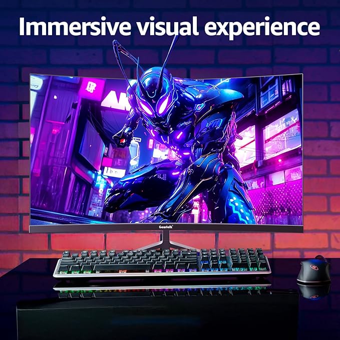 Gawfolk 27 inch Curved Gaming Monitor144Hz/180Hz PC Monitor Full HD 1080P Frameless 1800R Computer Display with FreeSync &amp Eye-Care Technology Wall Mountable DP HDMI Port (Black)