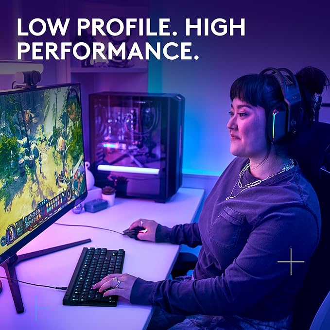 Logitech G515 TKL Wired Low Profile Gaming Keyboard Fully Customizable RGB Double-Shot PBT Keycaps Tactile/Brown Switches - Black