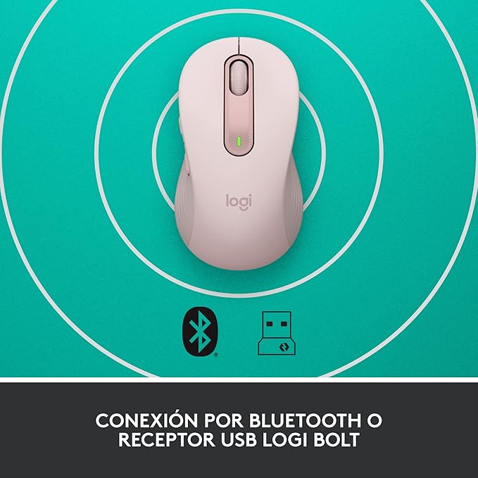 Logitech Signature M650 Wireless Mouse - for Small to Medium Sized Hands 2-Year Battery Silent Clicks Customizable Side Buttons Bluetooth Multi-Device Compatibility - Rose (Renewed)