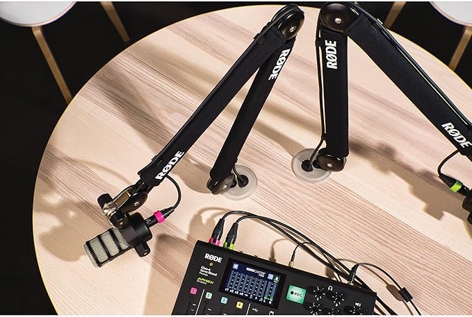 Rode XDM-100 USB Dynamic Microphone with PSA1+ Desk-Mounted Broadcast Microphone Boom Arm and NTH-100 Professional Over-Ear Headphones