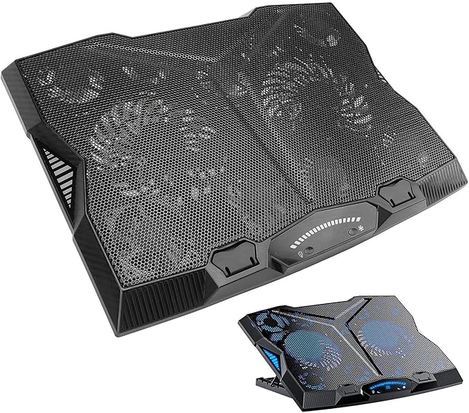 Laptop Cooler Stand with 11 Fans 3400RPM High Speed Multi Angle Adjustment 5 Height Levels Notebook Cooling Pad Compatible with Laptops and Tablets
