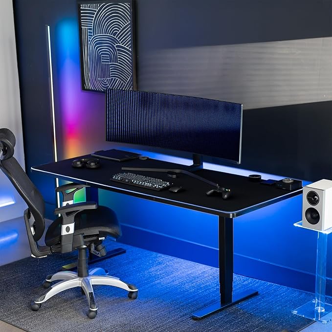 VIVO Extra Large 71 x 30 inch Full Size Desk Pad with RGB Lighting for Office Ambience and Immersive Gaming Oversized Mouse Pad Table Top Cover 12 Color Modes Non-Slip Base Black DESK-PAD72