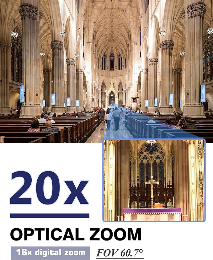 Chameye PTZ Camera 20x Optical Zoom AI Auto Tracking HDMI PTZ Camera Bundle with PTZ Controller for Church Worship Education Events C720+E300