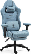 Dowinx Fabric Gaming Chairwith Pocket Spring Cushion Ergonomic Computer Chair with Massage Lumbar Support Comfortable Reclining Game Office Chair 300lbs for Adult Blue