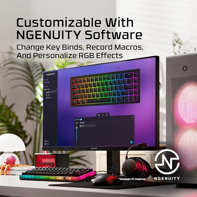 HyperX Origins 2 65 – Gaming Keyboard PC Swappable Housing Hotswap Switches High Profile 65% Layout 8k Polling Adjustable Angle Mechanical Switches