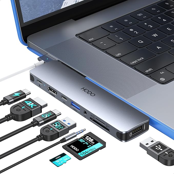 USB C Adapter Hub for MacBook Pro Air 2025-2018 Mac Adapter Multiport for MacBook 13 15 16 Mac Accessories Hub 8 in 2 with HDMI Thunderbolt 3 USB-C USB 3.0 2.0 SD/TF Card Reader