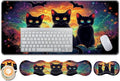 Keyboard Wrist Rest and Mouse Pad Set31.5x11.8 Inches Desk MatWaterproof Non-Slip Ergonomic Wrist Support for Pain ReliefExtended Desk Protector for Office Home GamingCute Black Cats