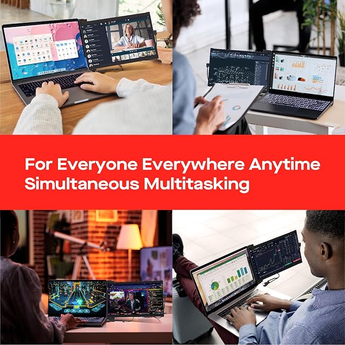 Portable Monitor - 2026 Mobile Pixels Nexus 13.3 Laptop Screen Extender IPS Ultra Slim Laptop Monitors USB C/USB A/HDMI 1080P Monitor for 14-17 Laptops Windows/macOS/Android/Switch Compatible