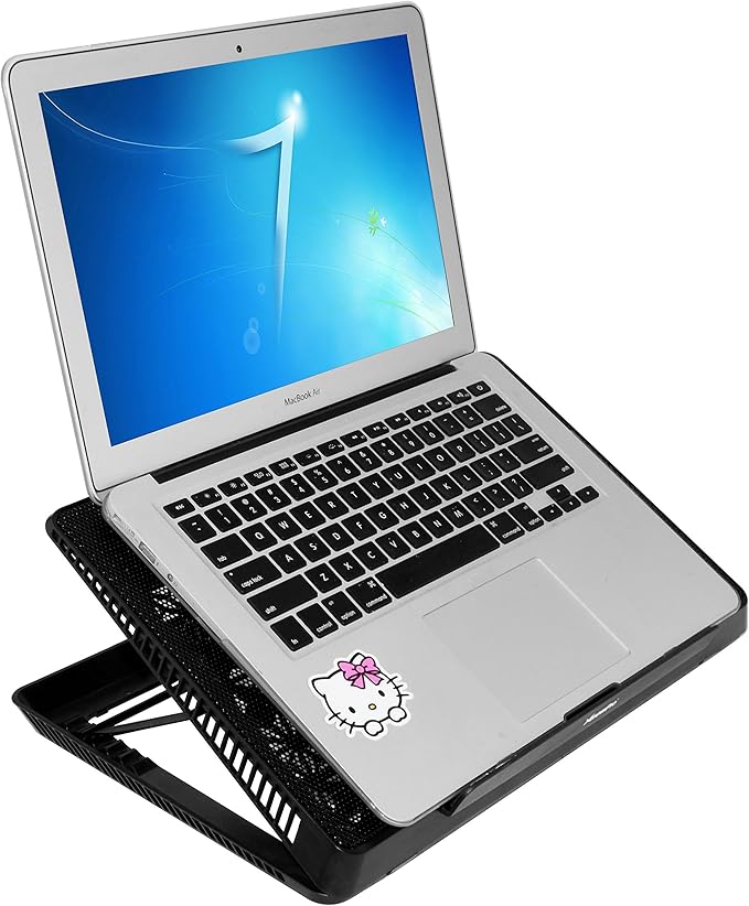 Portable Metal Mesh Laptop Cooler Cooling Pad 6 Quiet Fans w/Green LED Light 5 Adjustable Heights Up to 17 in Notebook 2 USB Interface w/Speed Control Switch Non-Slip - Black (11147)