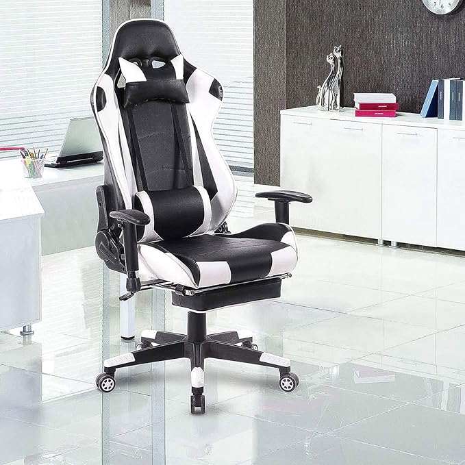 Home Ergonomic Office Chair Ergonomic Computer Chair with Adjustable Height Gaming Chair High Back Adjustable Swivel Video Game Chair with Footrest and Headrest