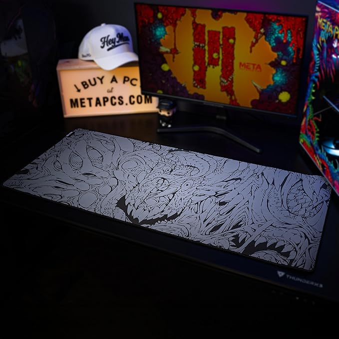 META PCS - Hyperbeast Extended Gaming Mousepad - Full Desk Coverage - Smooth Polyester - Anti-Slip Rubber Durable - Waterproof | Black/Grey
