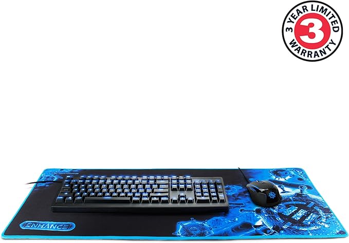ENHANCE Pathogen Extra Large Gaming Mouse Pad (31.5 x 13.75 in) - Extended Mousepad with Anti-Fray Stitching Low Friction Smooth Surface Non-Slip Backing - Full Desk Mouse Mat (Blue)