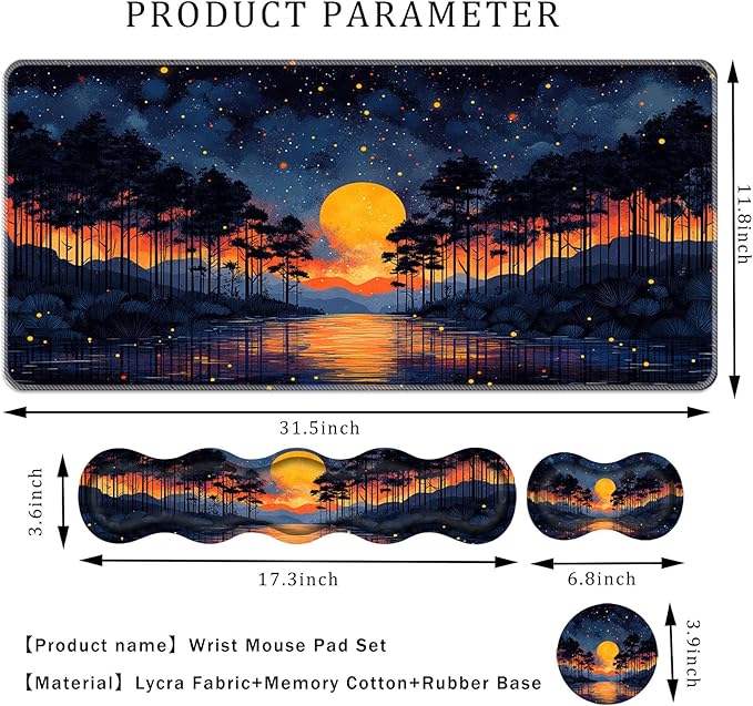 Keyboard Wrist Rest SetMemory Foam Wrist Support Mouse Pad31.5x11.8 Desk Mat for Comfortable Typing &amp Pain ReliefNon-Slip Base for Office &amp Home Use - Sunset