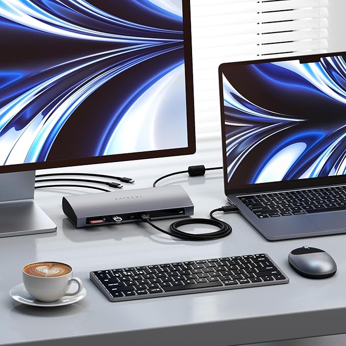 Satechi 11 in 1 Thunderbolt 4 USB C Docking Station 100W Charging Dual 4K/60Hz displays 3 Thunderbolt Ports 3 USB-A 3.2 Ports USB-A 2.0 Port SD Card Reader for MacBook Air/Pro M5/M4 Mac/Windows