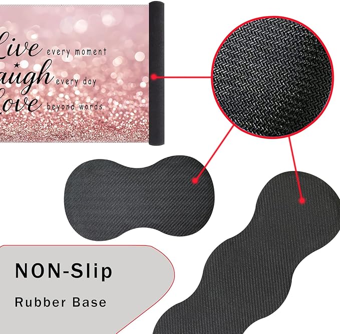 Keyboard Wrist Rest and Mouse Pad with Wrist Support Set Ergonomic CoasterMemory FoamEasy Typing Pain ReliefLarge XL Desk Mat 31.5x 11.8Rose Gold Glitter Quote Live Laugh Love