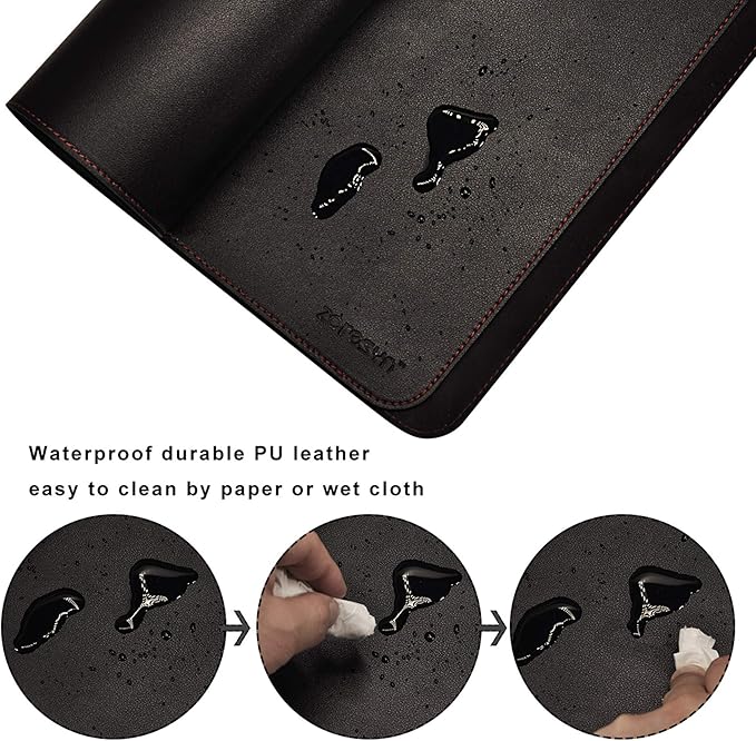 ZORESYN Conference Table Pads (66.9 x 27.6) - PU Leather Extended Large Mousepad Desk Mat - Nonslip Base and Waterproof Desktop Writing Pad Mouse Mat (Black)