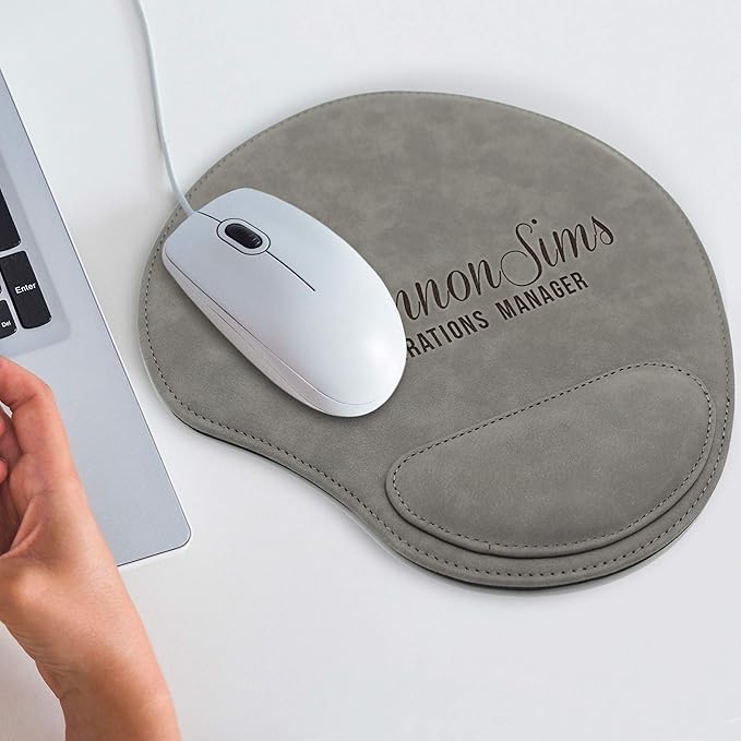My Personal Memories Custom Engraved and Personalized Mouse Pad with Wrist Rest Desk Accessories (Gray)