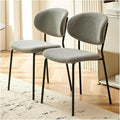 Adjustable Office Computer Chair with Armrest 2pcs Grey Round Kitchen Dining Chairs with Curved Bacekrest Black Metal Legs