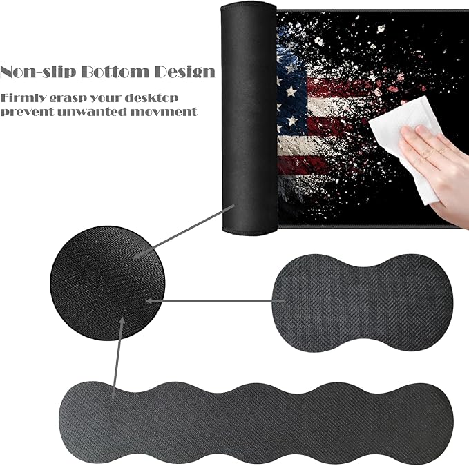 Ergonomic Keyboard Wrist Rest &amp Mouse Pad Wrist Rest SetXL Gaming Desk Mat 31.5x 11.8Non-Slip BaseMemory FoamEasy Typing Pain Relief for Office &amp HomeEagle American Flag