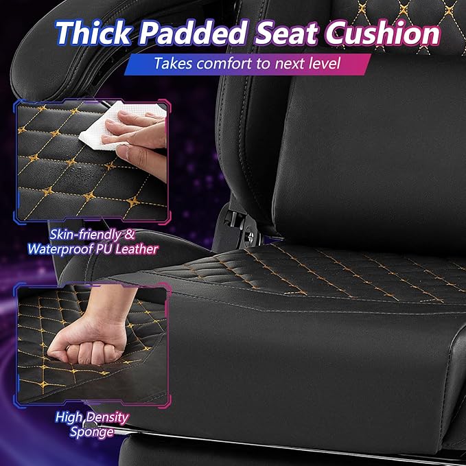 Giantex Gaming Chair High Back Video Game Chair with Footrest Headrest &amp Lumbar Support Ergonomic Computer Chair w/Rocking Function Height Adjustable Swivel Task Chair Black