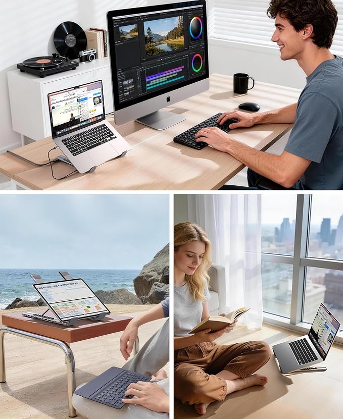 Laptop Docking Station Stand Dock Tablet Stand 11 in 1 USB C Hub with 4K@60Hz HDMI2 USB3.02 USB2.0PD 100WUSB C 3.0+SD/TF+Audio Universal Dock Station for MacBook Pro/Air/Dell/HP/Surface/Lenovo