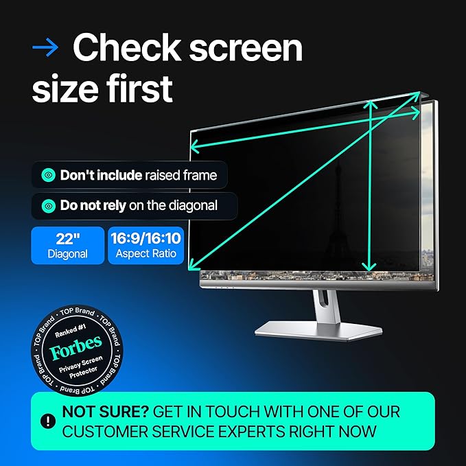 VINTEZ Acrylic 22 Inch Computer Privacy Screen Filter for Widescreen Computer Monitors - 19.3 x 12.5 (490 x 317mm) - Monitor Frame Hanging Type