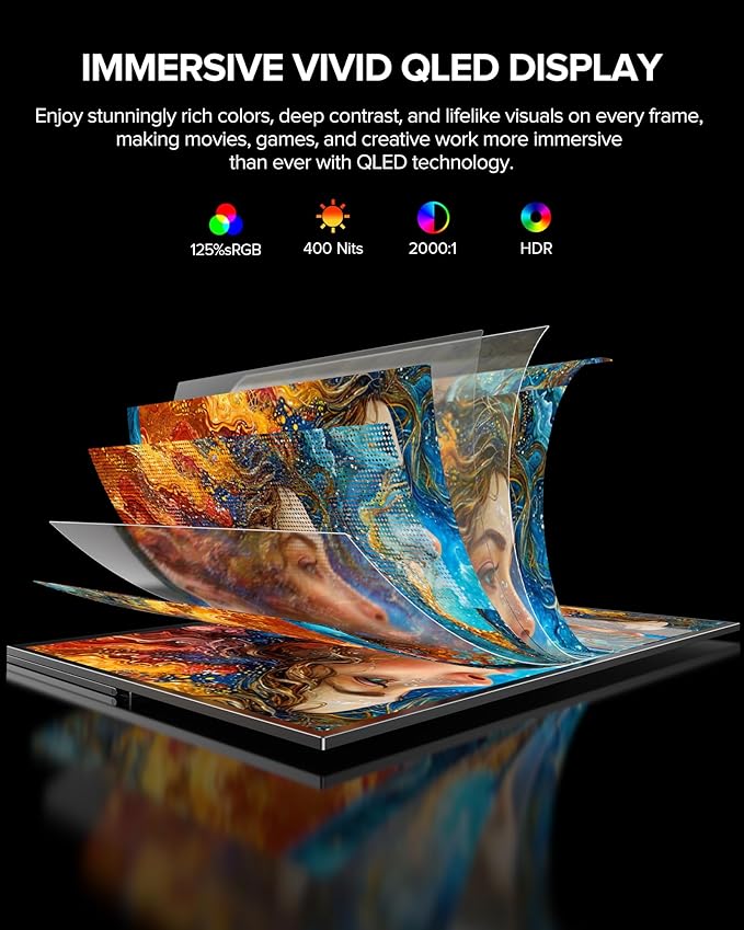 UPERFECT QLED 24 120Hz Portable Monitor 1080P 125% sRGB 400Nits w/Stand &amp VESA HDMI USB-C FHD Travel Monitor for Laptop/Gaming Devices/Phone/Mini PC External Second Screen for Gaming &amp Work