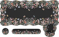 iLeadon Floral Desk Cover Mat Cute Ergonomic Mouse Pad and Keyboard Wrist Rest Smooth Mouse Pad Set Non Slip Scalloped Desk Pad Mat for Keyboard and Mouse Set Women Aesthetics(Black)