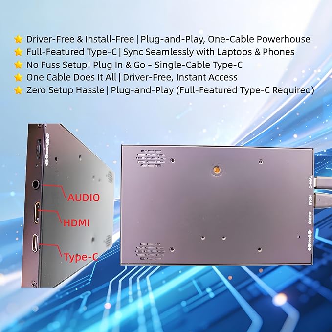 7-inch IPS Touchscreen Bar Display 1024x600 Metal Shell Type-C/HDMI. for Raspberry Pi Laptop Aida64 GPU/CPU Monitoring PC Case Screen. (P70D-T)
