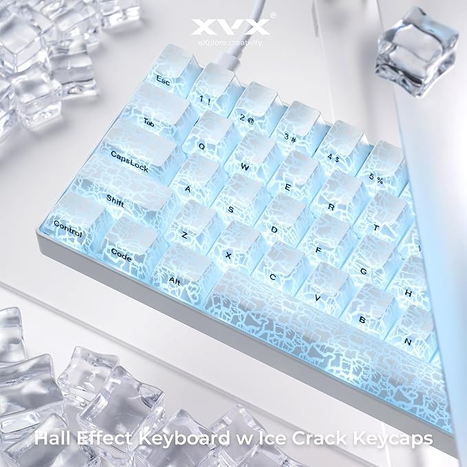 XVX HE68 60 Percent Gaming KeyboardHall Effect Magnetic Switches CNC Aluminum Frame Rapid Trigger Keyboard w Topographic IMD Keycaps 8KHz Polling Rate Adjustable ActuationHot-Swap-Ice Crack