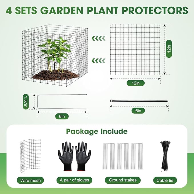 30PCS Plant Protection from Animals12x12 Inch Metal Wire Plant ProtectorsPlant Cages to Keep Animals Out Sturdy Bunny Barricades Chicken Wire Cloche Plant Protectors for Shrubs Flowers Vegetables