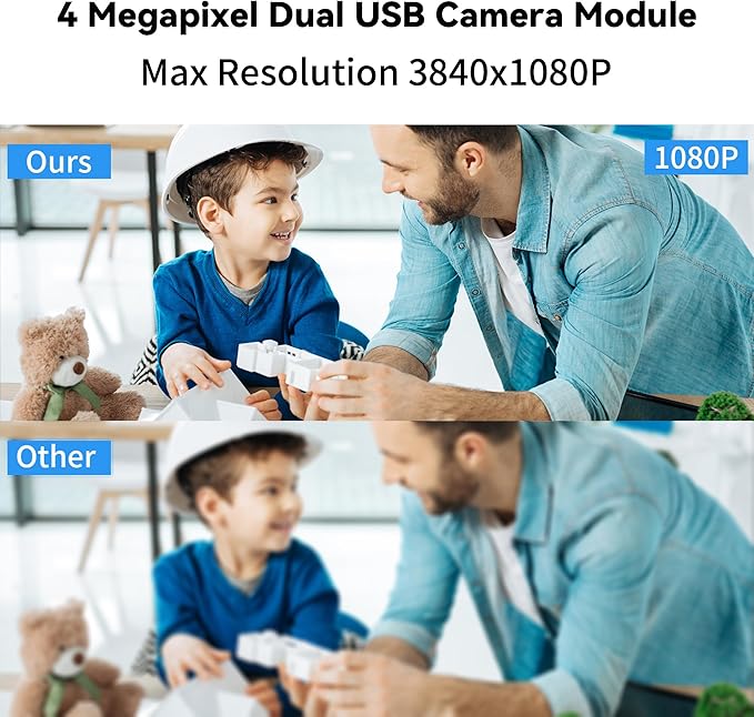 Magnolia 3D Stereo USB Camera 1080P 60FPS Webcam Dual Synchronized Lens with 113° Wide Angle View 4MP Lightburn Camera USB2.0 Plug &amp Play for VR/QR Codes Scanning/Face Recognition