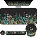 Desk Mat Set + Keyboard and Mouse Pad with Wrist Rest Support4-in-1 Large Mousepad Computer Mats for Desktop Home &amp Office-Floral Flowers