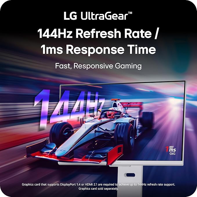 LG 32G810SA-W 32-inch Ultragear 4K UHD (3840 x 2160) IPS Gaming Monitor 144Hz 1ms NVIDIA G-Sync Compatible AMD FreeSync Premium VESA DisplayHDR 400 HDMI DisplayPort USB Type-C White