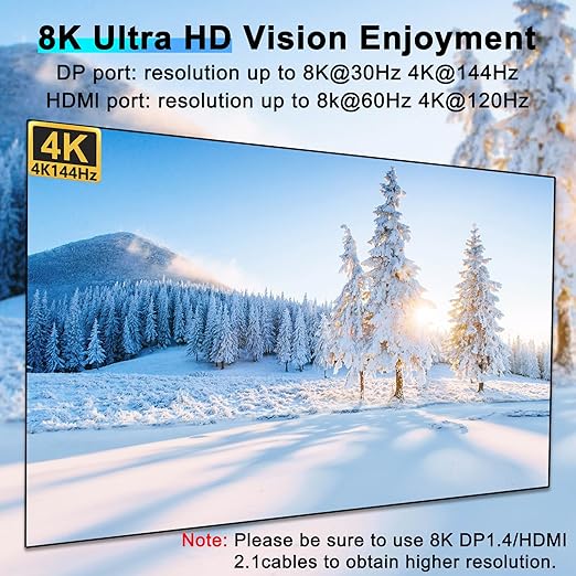KVM Switch 2 Monitors 4 Computers HDMI + DisplayPort KCEVE USB 3.0 DP KVM Switcher 8K@30Hz/4k@144Hz DP KVM for 4 PC Share 2 Display and 4 USB 3.0 Devices