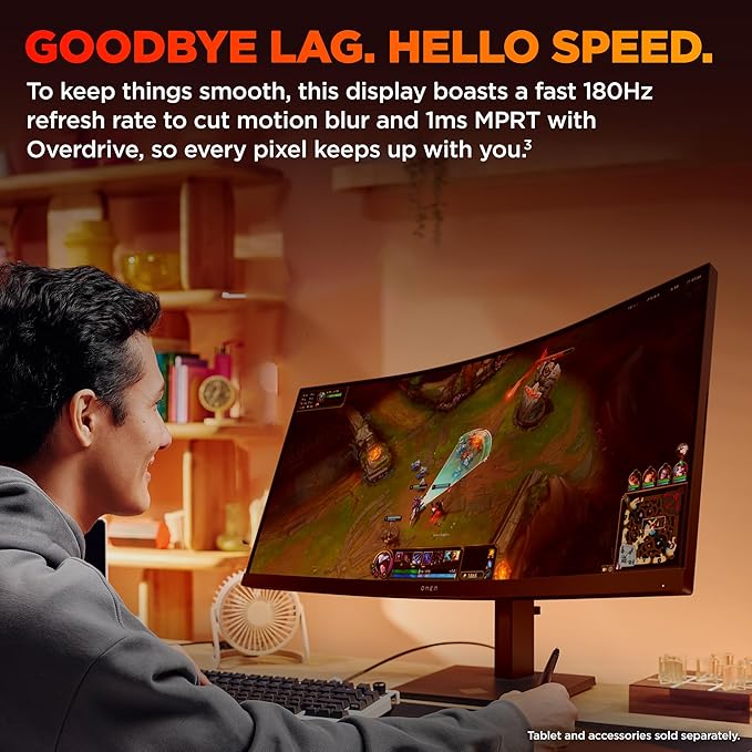 HP OMEN 34 inch WQHD 180Hz Curved Gaming Monitor Wide QHD Display (3440 x 1440) VA Panel VESA DisplayHDR 400 1ms MPRT (with Overdrive) AMD FreeSync Premium Technology Black OMEN 34c G2 (2025)