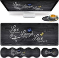 Large Gaming Mouse Pad Keyboard Wrist Rest pad + Mouse Wrist pad + Coaster Set Extended Waterproof Non-Slip Table mat Suitable for Home Office Learning Games - Live Laugh Love