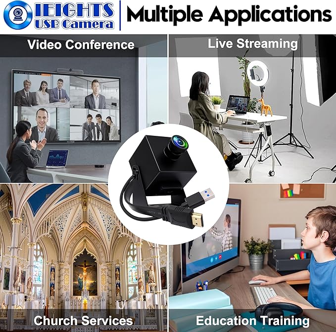 4K 60fps HDMI Webcam USB3.0 Camera Dual Output Wide Angle 120degree Low Distortion Lightburn_Camera 2X Digital Zoom Webcamera H.264 High Speed USB Security Cameras for Computer TV Monitor