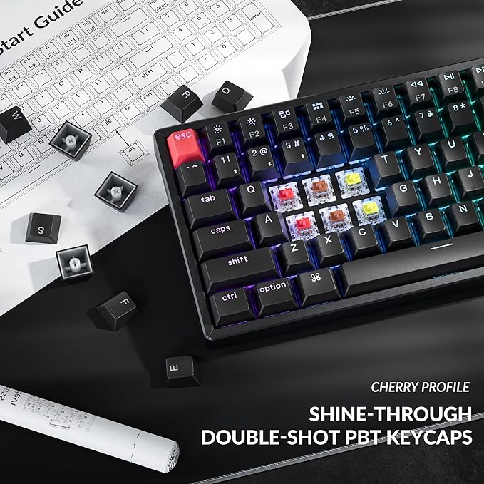 Keychron K4 96% Layout QMK Wireless and Wired Mechanical Keyboard Super Brown Switch RGB Backlight Aluminum Frame with Shine-Through Double-Shot PBT Keycaps for Mac Windows-Version 3