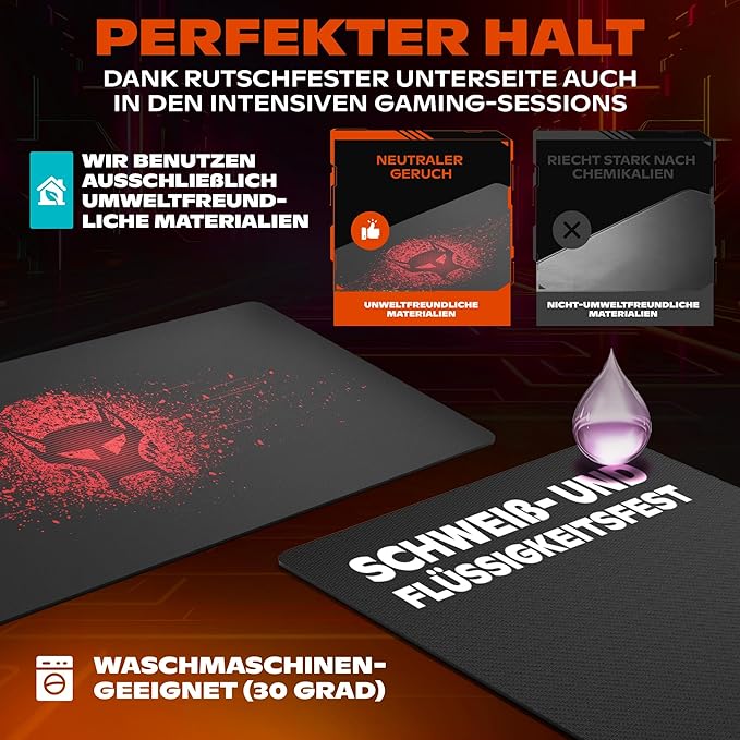 BEASTCOM Hero X2000 Gaming Mouse Pad Red - XL Mousepad 36x 12 Large Mouse Pad - Thick Cloth Desk Mat for Keyboard and Mouse - Non Stitched Edges &amp Anti Sweat Design