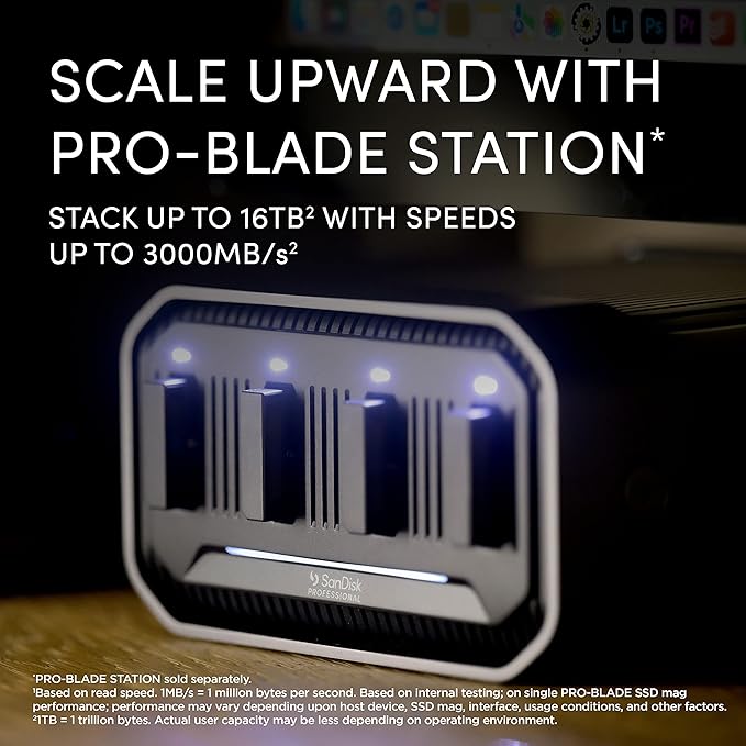 SanDisk Professional 4TB PRO-Blade SSD Mag - Portable &amp Modular NVMe SSD Mag Ultra-Durable - SDPM1NS-004T-GBAND