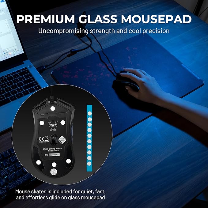 XVX Black Plum Blossoms Glass Mousepad 4.0 Hard Mouse Pad for GamingUltra-Smooth Micro-Etched Surface Mouse Mat with Non-Slip Rubber Base(410mm*310mm)