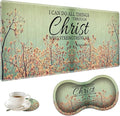 Large Gaming Mouse Pad + Mouse Wrist Rest Pad + Coaster Combination 31.5 x 11.8 Durable Non-Slip Extension Table Mat Suitable for Office and Home Philippians 4-13 Floral
