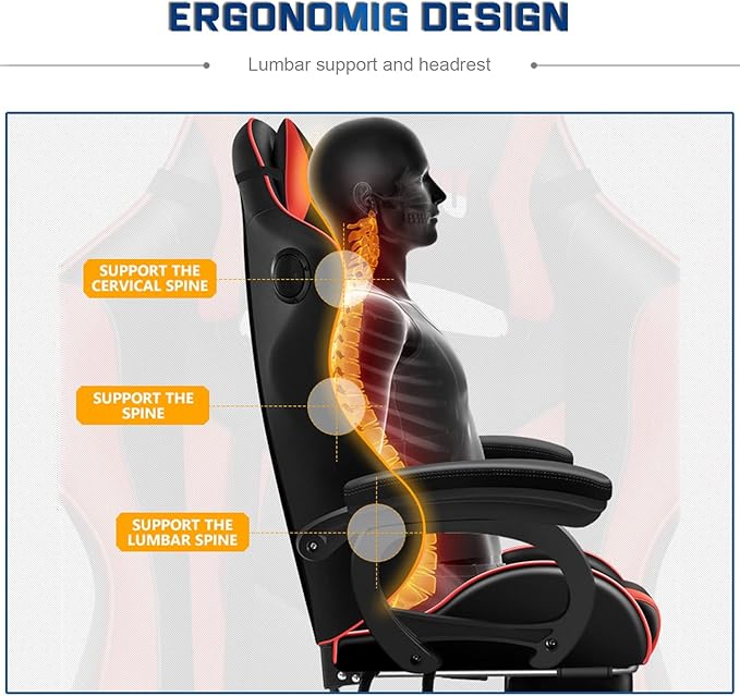 XOOFMASS RGB Gaming Chair with Massage and Footrest Large Ergonomic Computer Desk Chair Video Gaming Chair with Speakers and LED Light Effect 90°-135° Adjustable Reclining Gamer ChairPink
