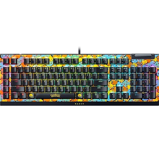 Razer BlackWidow V4 X Mechanical Gaming Keyboard: Green Switches Tactile &amp Clicky - 6 Macro Keys - Chroma RGB - Doubleshot ABS Keycaps - Sound Dampening &amp Stabilizers - Pokémon Edition