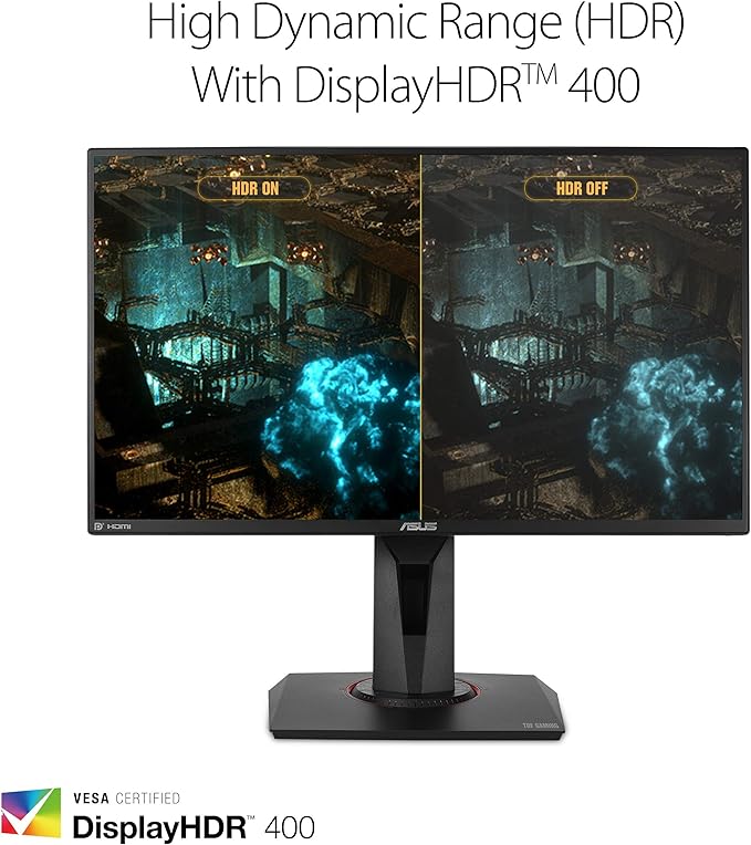 ASUS TUF Gaming VG259QM 24.5” Monitor 1080P Full HD (1920 x 1080) Fast IPS 280Hz G-SYNC Compatible Extreme Low Motion Blur Sync1ms DisplayHDR 400 Eye Care DisplayPort HDMI Black