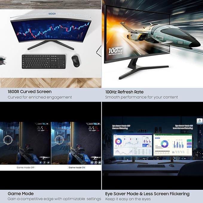 Samsung 27-inch S3 (S39GD) FHD 100Hz Curved Monitor Game Mode Eye Saver Mode Multiple Connectivity with HDMI Port Built-in Speakers LS27D396GANXZA 2025