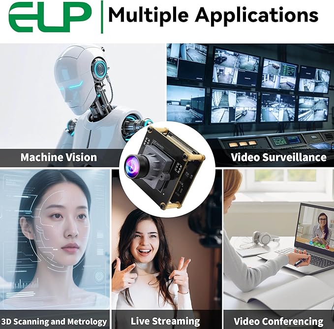 ELP High Speed 4K 60FPS USB Camera Module for Computer Mini UVC 2160P USB3.0/2.0 Lightburn Cameras for Windows Linux Mac Pi Wide Angle 100°(H) IMX678 Webcam Board for PC Laptop Jetson Nano